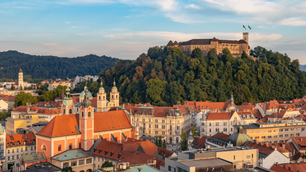 Stadtansicht von Ljubljana in Slowenien, Standort des Projekts zur internationalen Qualitätsmessung