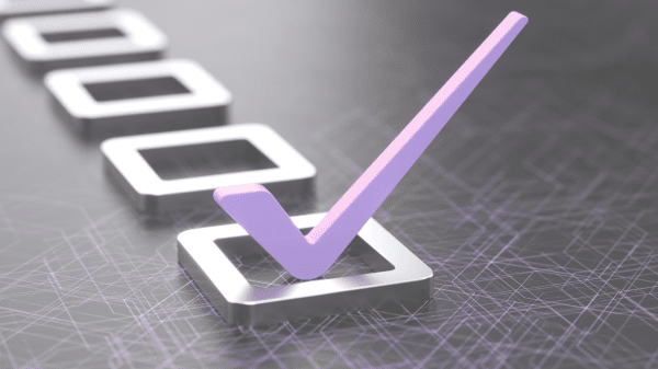 Lila Häkchen in digitaler Checkliste – Symbol für Vorgaben und Qualitätsdokumentation