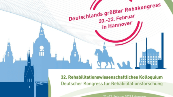 Folie mit Veranstaltungsdaten des 32. Reha-Kolloquiums in Hannover.