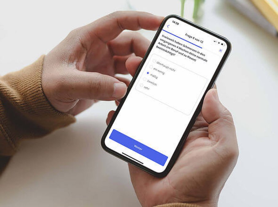 Screenshot aus der Curalie-App mit Befragungoberfläche