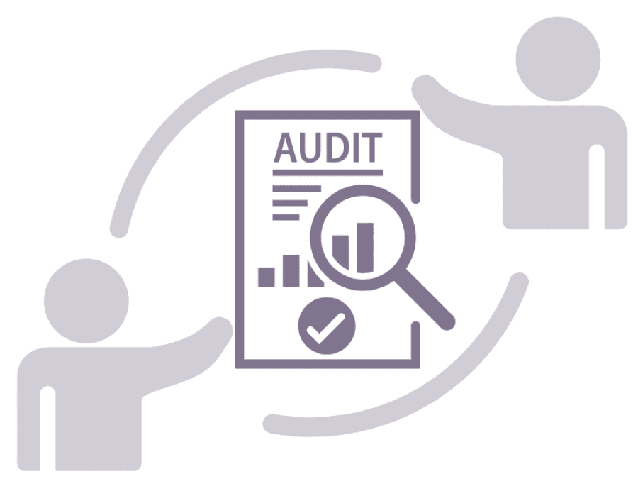 Zwei Parteien in Abstimmung mit Kriterien im Rahmen eines Audits